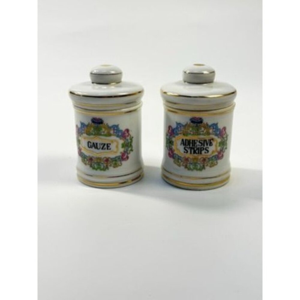 Apothecary Jars Paris France Style Porcelain Hand Painted Gold Trim Made Japan - Picture 11 of 16
